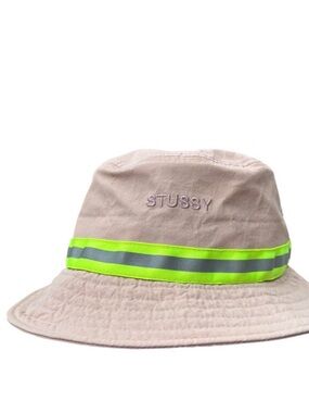 Stussy Pink Bucket Hat with Neon Yellow Trim Unisex